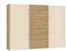 Schwebetürenschrank JOIN IT- B ca. 303 cm, Eiche Dekor, Glas, Creme