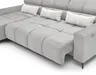 Ecksofa - Longchair links mit 2-Sizer, Sitztiefe verstellbar motorisch/Kopfteil verstellbar, Stoff, Silbergrau