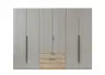 Drehtürenschrank WANJA- B ca. 270 cm, Eiche Dekor, Glas, Saharagrau