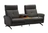 Sofa EM Pula - 2-Sitzer mit Tisch/USB/Steckdose, Leder, schwarz