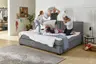 Boxspringbett- Liegefläche ca. 240x200 cm, Stoff, Dunkelgrau