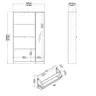 Schuhschrank - B ca. 99 cm, Eiche Struktur Nachbildung, Weiß Hochglanz