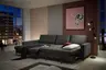 Ecksofa - Longchair links mit 3-Sitzer, Schlaffunktion, Stoff, Anthrazit