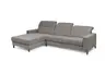 Ecksofa - CALM FLEX 2.0, Longchair links mit 3-Sitzer, Kopfteil verstellbar, Stoff, Grau