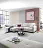 Ecksofa - Longchair links mit 3-Sitzer, Schlaffunktion, Stoff, Creme
