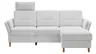 Ecksofa Vayra - 2,5-Sitzer mit Longchair rechts, inkl. Relaxfunktion (motorisch) und Kopfstütze verstellbar (manuell), Stoff, Offwhite