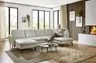 Wohnlandschaft - Longchair links mit 2,5-Sitzer und Ecke rechts, Leder, Silbergrau