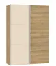 Schwebetürenschrank JOIN IT- B ca. 152 cm, Eiche Dekor, Glas, Creme