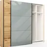 Schwebetürenschrank Colorado - B. ca. 257 cm, Eiche, Glas Graugrün