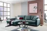 Ecksofa - Longchair links mit 3-Sitzer, Schlaffunktion, Stoff, Azur