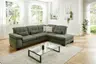 Ecksofa - 3-Sitzer mit Ecke rechts, Kopfteil verstellbar, Stoff, Moos