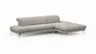 Ecksofa Elena - 2-Sitzer mit Longchair rechts, Kopfteil/Armlehne verstellbar, Stoff, Silbergrau