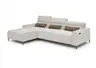 Ecksofa - Longchair links mit 2-Sizer, Sitztiefe verstellbar motorisch/Kopfteil verstellbar, Stoff, Sand