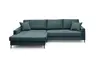 Ecksofa - Longchair links mit 3-Sitzer, Stoff, Azur