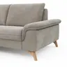Ecksofa Tulsa KS - 1,5-Sitzer mit Anstellhocker links, Spitzecke und 2,5-Sitzer rechts, Stoff, Graubeige