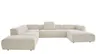 Ecksofa Caruso - Ecke links, 2-Sitzer, Longchair rechts, Stoff, Ecru