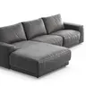 Ecksofa Balok - Longchair groß links mit 2,5-Sitzer, Stoff, Anthrazit