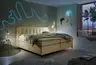 Boxspringbett HINDA- Liegefläche ca. 180x200 cm, Stoff, Creme, Bonell, Inkl. Topper
