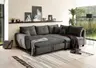 Ecksofa - 1,5-Sitzer, Ecke rechts, Schlaffunktion, Microvelour Steingrau