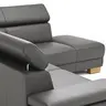 Ecksofa Philadelphia - 2,5-Sitzer mit Ecke rechts inkl. Kopfteil verstellbar, Leder, Anthrazit