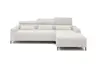Ecksofa - 2-Sitzer mit Longchair rechts, Sitztiefe verstellbar motorisch/Kopfteil verstellbar, Stoff, Creme