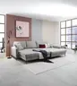 Ecksofa - 3-Sitzer mit Longchair rechts, Schlaffunktion, Stoff, Eisengrau