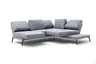 Ecksofa - 2-Sitzer mit Ecke rechts, Rückenlehne/Armlehne verstellbar (manuell), Drehsitz (manuell), Flachgewebe, Graublau