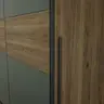 Schwebe-/Drehtürenschrank FAHDA - B. ca. 270 cm, Eiche Dekor, Grüngrau