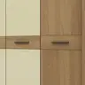 Drehtürenschrank Lenoso - B. ca. 306 cm, Eiche massiv, Glas, Champagner