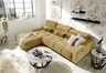 Ecksofa - Longchair links mit 2-Sizer, Sitztiefe verstellbar motorisch/Kopfteil verstellbar, Stoff, Senfgelb