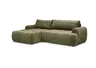 Ecksofa - Longchair links mit 2-Sitzer, Stoff, Olivegrün