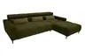 Ecksofa - 2-Sitzer mit Longchair rechts, Sitztiefe verstellbar motorisch/Kopfteil verstellbar, Stoff, Dunkelgrün