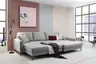 Ecksofa - 3-Sitzer mit Longchair rechts, Schlaffunktion, Stoff, Eisengrau