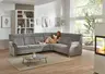 Ecksofa - 3-Sitzer mit Ecke rechts, Schlaffunktion mit Bettkasten, Stoff, Grau