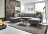 Wohnlandschaft - Ecke links mit 2,5-Sitzer und Longchair rechts, Stoff, Grau