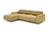 Ecksofa - Longchair links mit 2-Sizer, Sitztiefe verstellbar motorisch/Kopfteil verstellbar, Stoff, Senfgelb