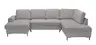 Wohnlandschaft - Longchair links, 2-Sitzer, Ecke rechts inkl. Schlaffunktion und Bettkasten, Stoff, Hellgrau