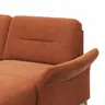 Wohnlandschaft Almyra - Ottomane links, 2,5-Sitzer inkl. Vorziehsitz (motorisch), Longchair rechts inkl. Bettkasten und Armlehne klappbar, Stoff, Kupfer