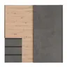 Schwebetürenschrank FJOLLA - B ca. 200,1 cm, Eiche Dekor, Betonoptik Dunkelgrau