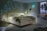 Boxspringbett HINDA- Liegefläche ca. 180x200 cm, Stoff, Beige, Bonell, Inkl. Topper