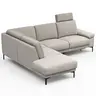 Ecksofa Matero - Ecke mit 2-Sitzer rechts inkl. Relaxfunktion motorisch und Sitzvorzug, Stoff, Hellgrau