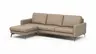 Ecksofa Enna - Longchair Links mit 3-Sitzer, Armlehne A, Leder, Taupe