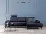 Ecksofa Theodor - 2-Sitzer mit Longchair rechts, Armlehne/Sitztiefe verstellbar, Stoff, Dunkelblau