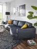 Ecksofa Oviedo - 2-Sitzer mit Ecke rechts, Leder, Dunkelblau