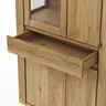 Vitrine Bakersfield - sichtbare Rückwand und Schublade geschroppt, Asteiche massiv, geölt