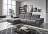 Sofa - Longchair links mit 3-Sitzer inkl. Kopfteil verstellbar, Stoff, Anthrazit