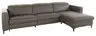 Ecksofa Rafaela - 3-Sitzer mit Longchair rechts, Leder, Grau