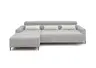 Ecksofa - 2-Sitzer mit Longchair rechts, Sitztiefe verstellbar motorisch/Kopfteil verstellbar, Stoff, Silbergrau