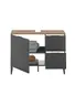 Waschebeckenunterschrank- B ca. 80 cm, Schwarz Matt, Eiche Dekor
