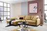 Ecksofa - Longchair links mit 3-Sitzer, Stoff, Senfgelb